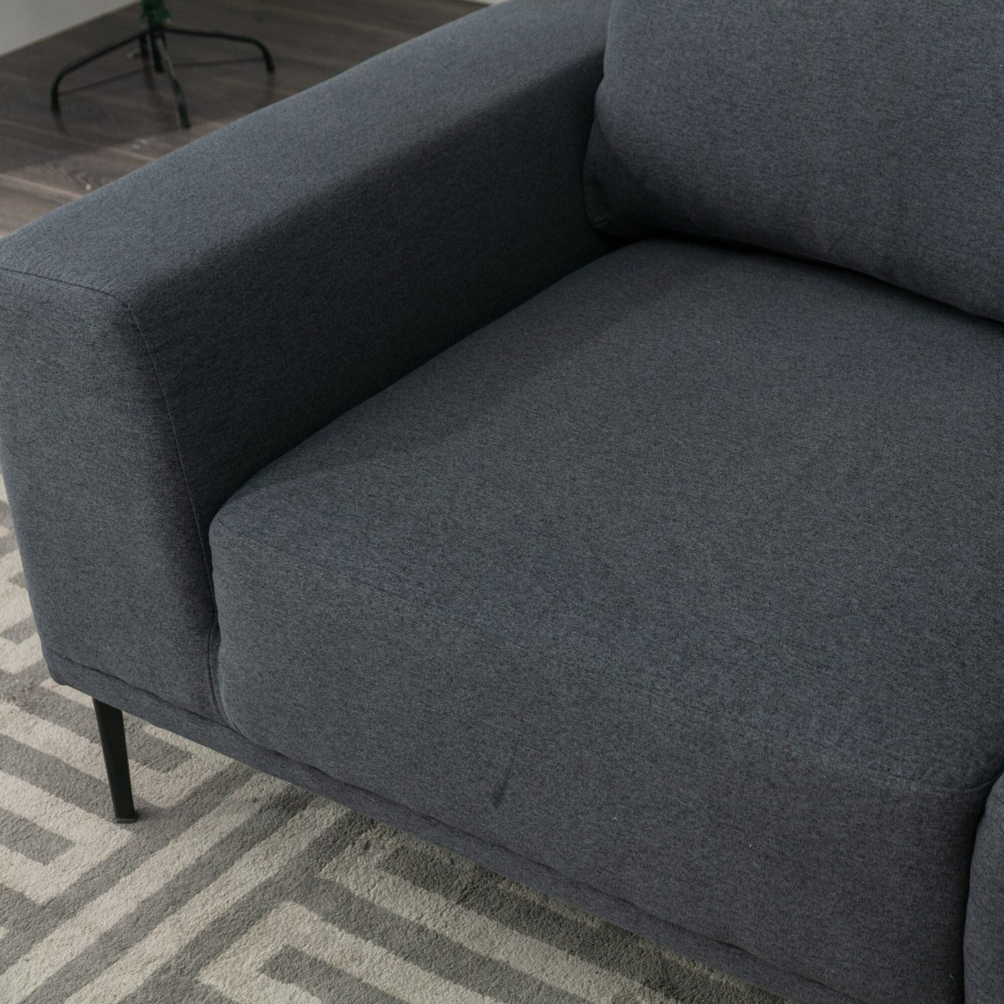 Grey 74.8''Modern Fabric 2 Seater Sofa Couch with Iron Legs and Comfortable Cushions, for Living Room, Apartment, Bedroom