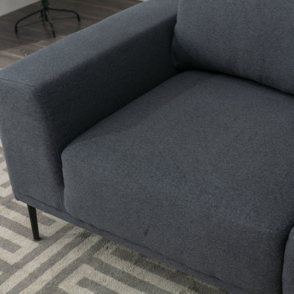Grey 74.8''Modern Fabric 2 Seater Sofa Couch with Iron Legs and Comfortable Cushions, for Living Room, Apartment, Bedroom