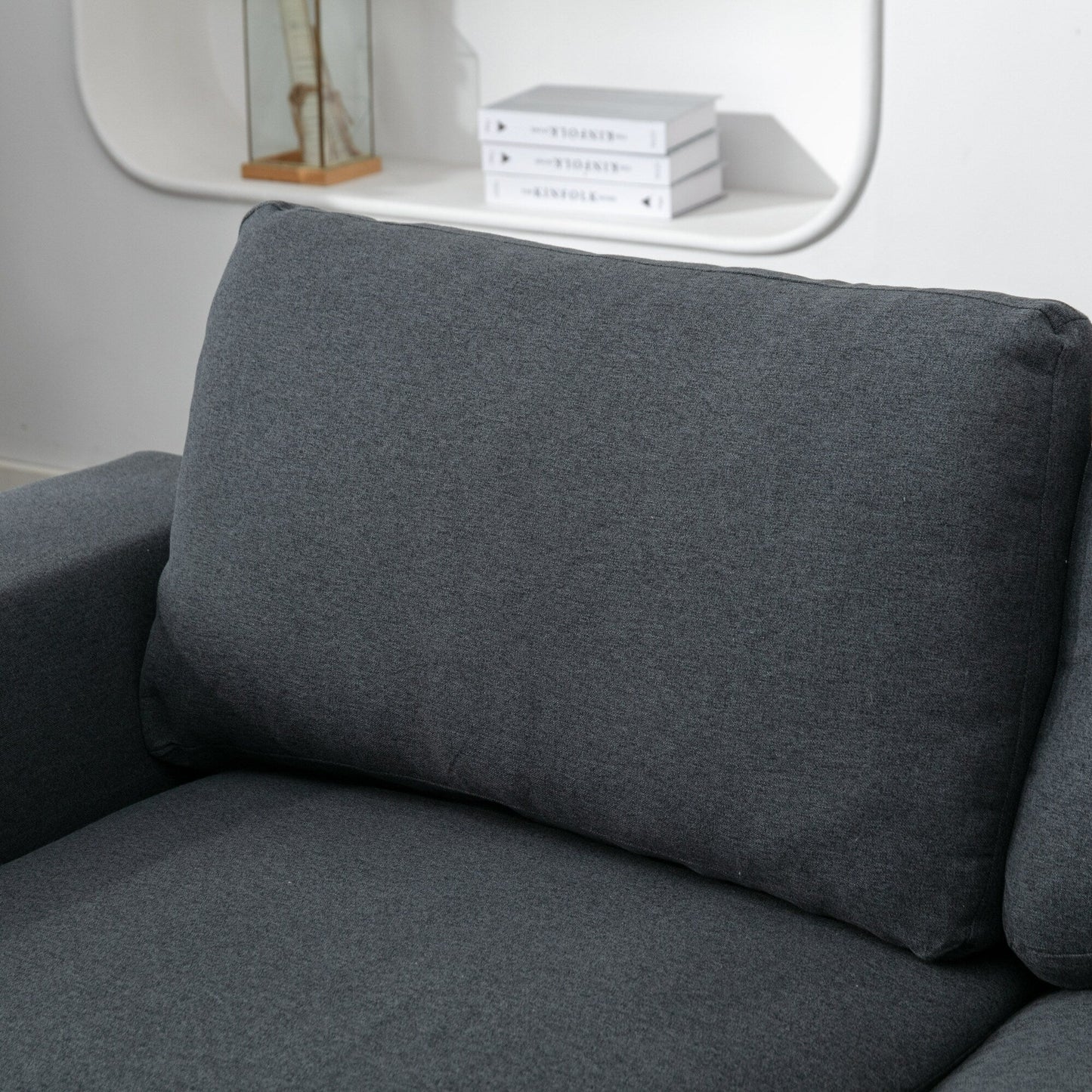 Grey 74.8''Modern Fabric 2 Seater Sofa Couch with Iron Legs and Comfortable Cushions, for Living Room, Apartment, Bedroom