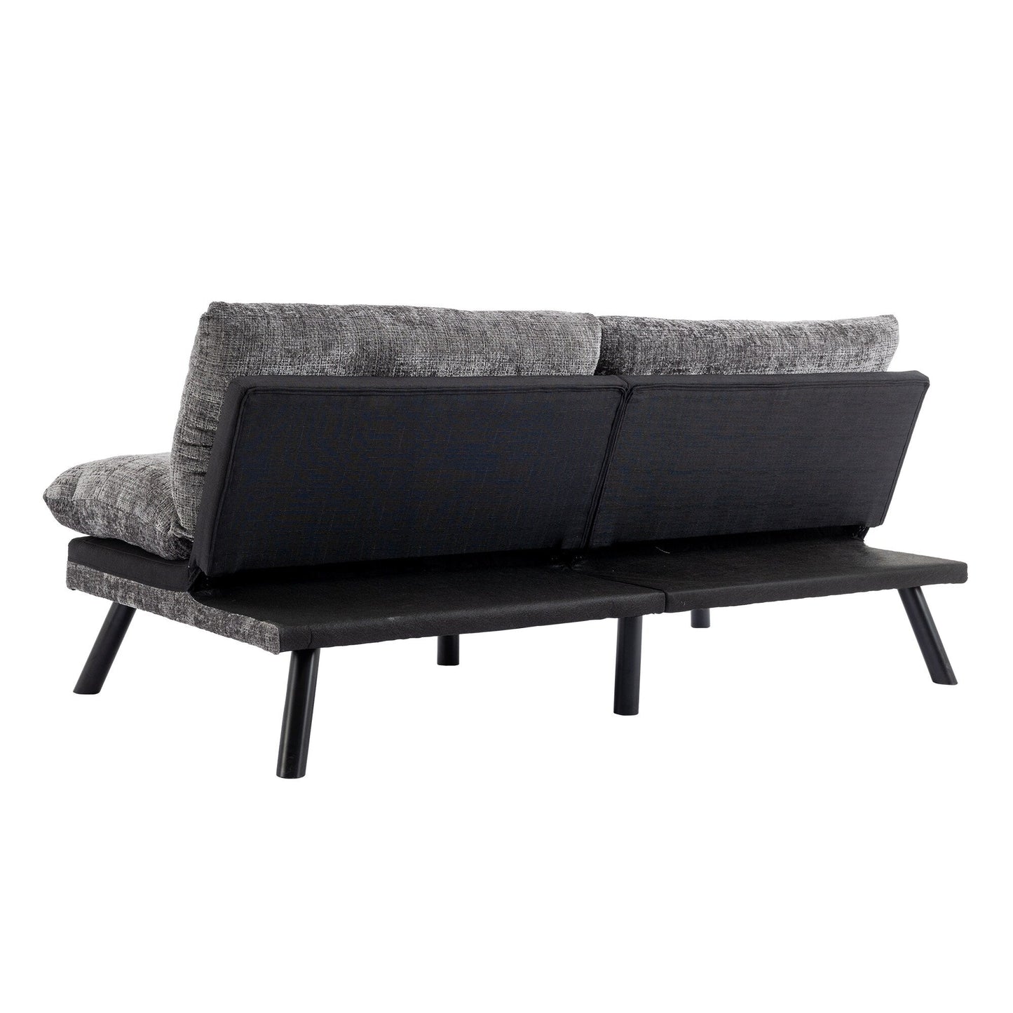 Grey 75.6 Chenille Convertible Loveseat Futon Sofa Bed with Metal Legs for Living Room