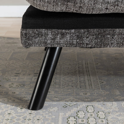 Grey 75.6 Chenille Convertible Loveseat Futon Sofa Bed with Metal Legs for Living Room