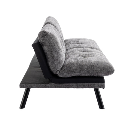 Grey 75.6 Chenille Convertible Loveseat Futon Sofa Bed with Metal Legs for Living Room
