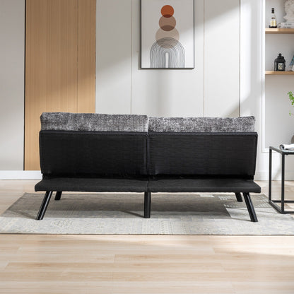 Grey 75.6 Chenille Convertible Loveseat Futon Sofa Bed with Metal Legs for Living Room