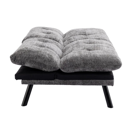Grey 75.6 Chenille Convertible Loveseat Futon Sofa Bed with Metal Legs for Living Room