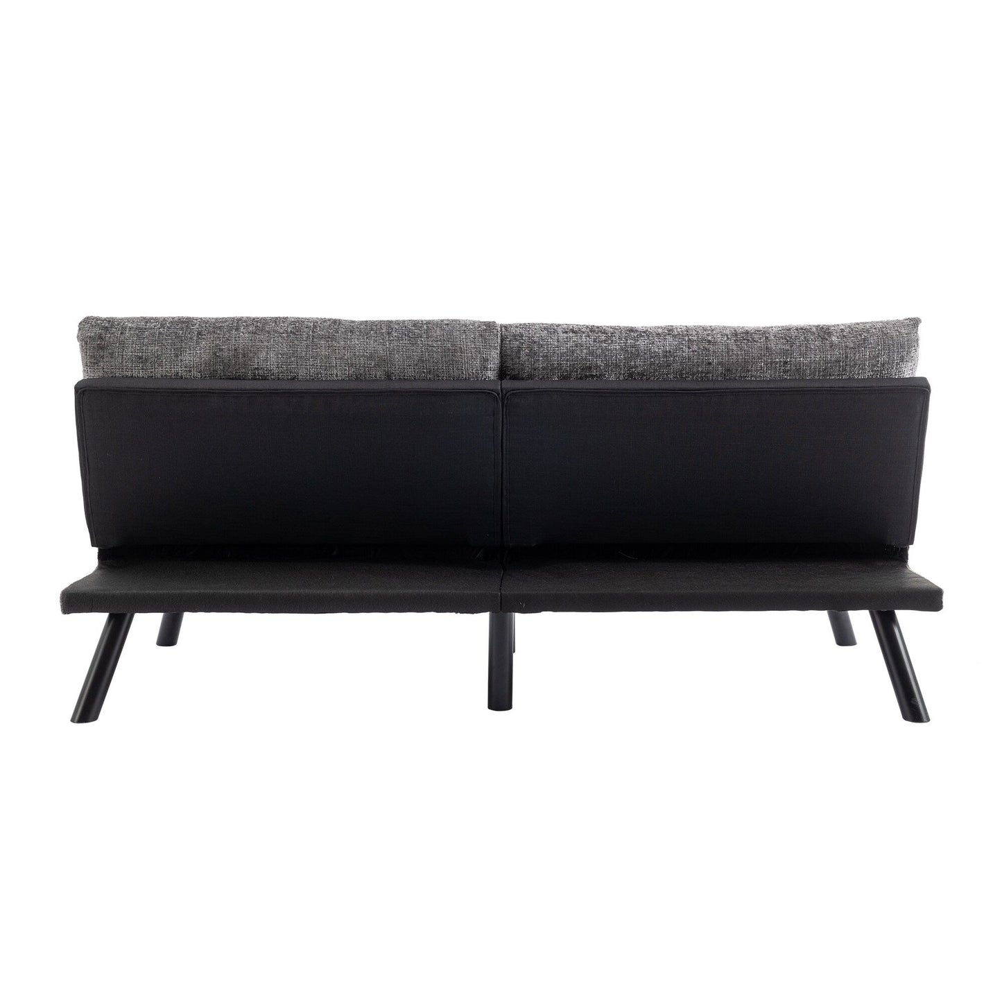 Grey 75.6 Chenille Convertible Loveseat Futon Sofa Bed with Metal Legs for Living Room