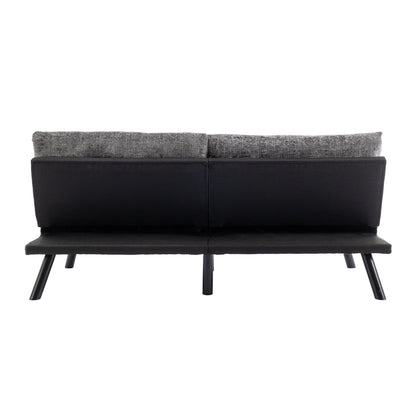 Grey 75.6 Chenille Convertible Loveseat Futon Sofa Bed with Metal Legs for Living Room