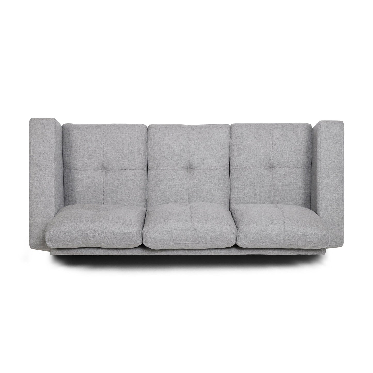 Grey 76 Square Arms Button Tufted 3-seater Sofa with Wood Legs for Living Room