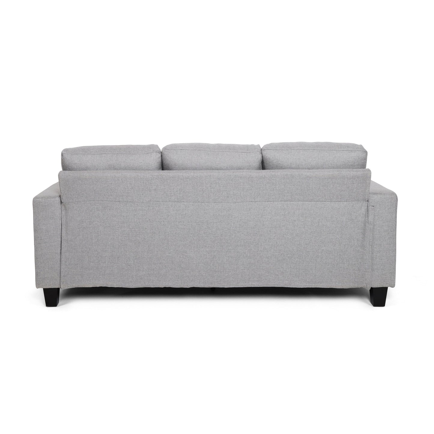 Grey 76 Square Arms Button Tufted 3-seater Sofa with Wood Legs for Living Room