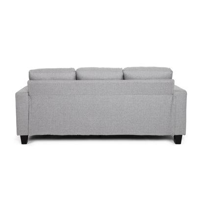 Grey 76 Square Arms Button Tufted 3-seater Sofa with Wood Legs for Living Room