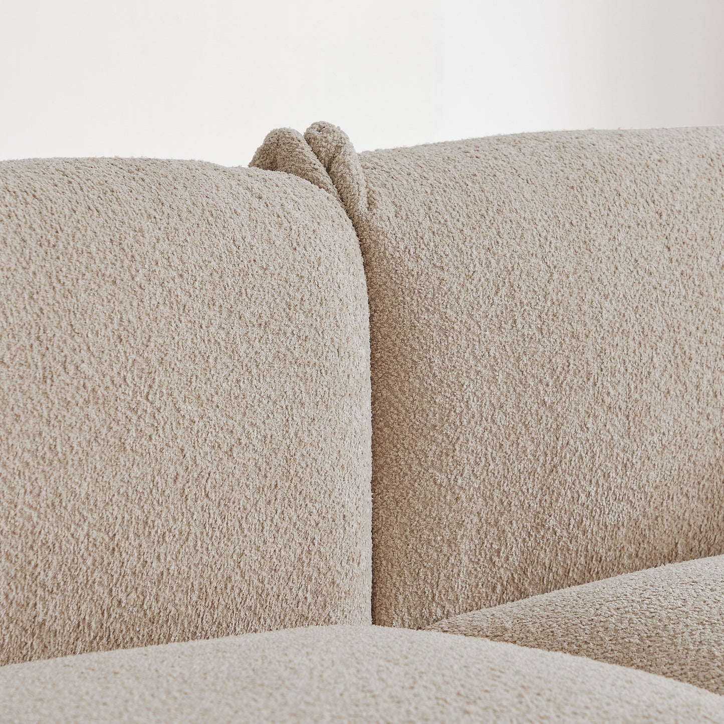 Grey 87'' Modern Lamb Wool 3-Seater Sofa with Plush Cushions, Solid Wood Frame, and Metal Legs