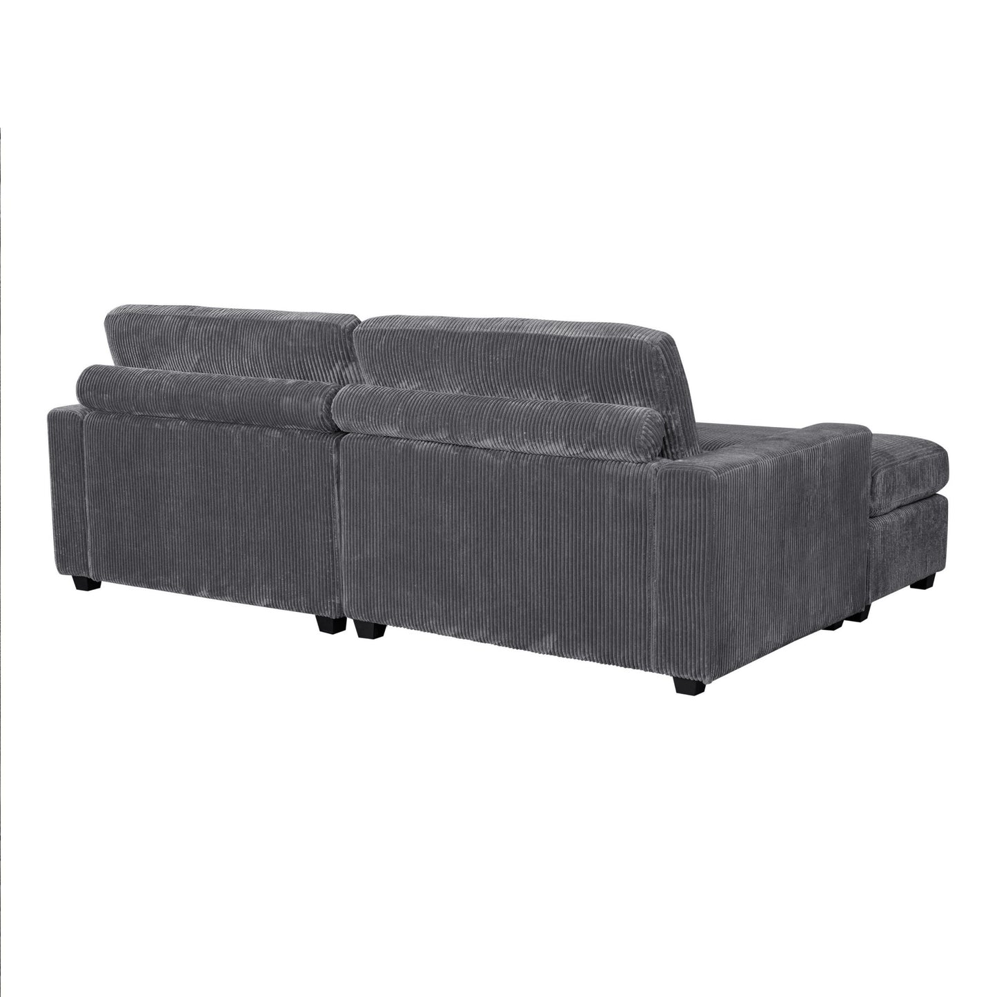 Grey 90 Corduroy Sleeper Sofa with Square Arms, Removable Cushions, and 2 Pillows