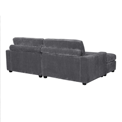 Grey 90 Corduroy Sleeper Sofa with Square Arms, Removable Cushions, and 2 Pillows
