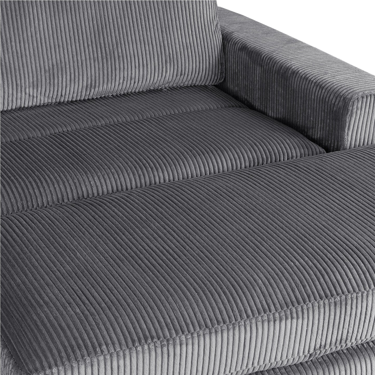 Grey 90 Corduroy Sleeper Sofa with Square Arms, Removable Cushions, and 2 Pillows