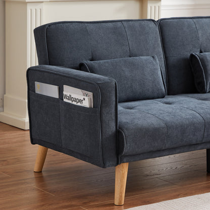 Grey 94.5'' Linen Convertible 3-Seater Sectional Sofa with Storage Organizer and Right Chaise