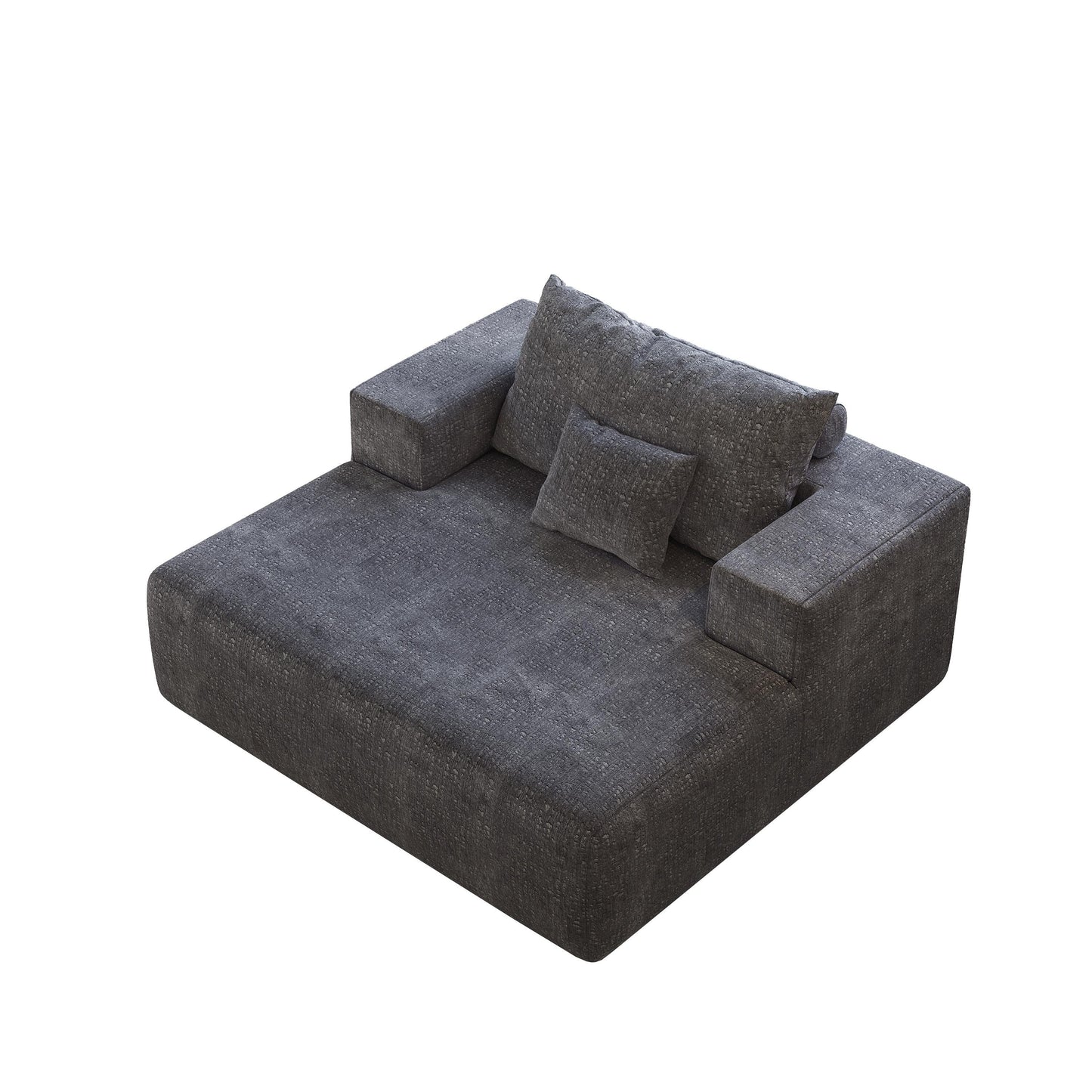 Grey Chenille Single Sleeper Chair Sofa with Backrest Pillow