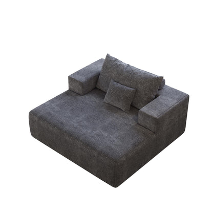 Grey Chenille Single Sleeper Chair Sofa with Backrest Pillow