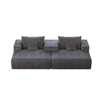 Grey Chenille Single Sleeper Chair Sofa with Backrest Pillow