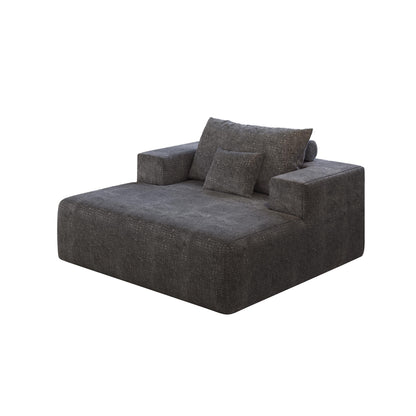 Grey Chenille Single Sleeper Chair Sofa with Backrest Pillow