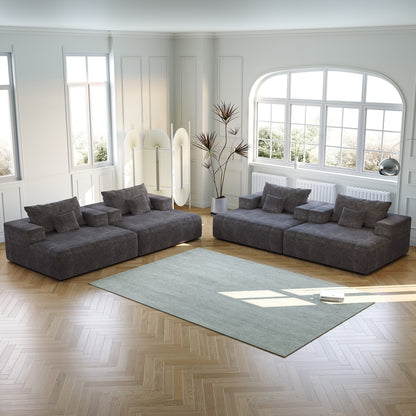 Grey Chenille Single Sleeper Chair Sofa with Backrest Pillow