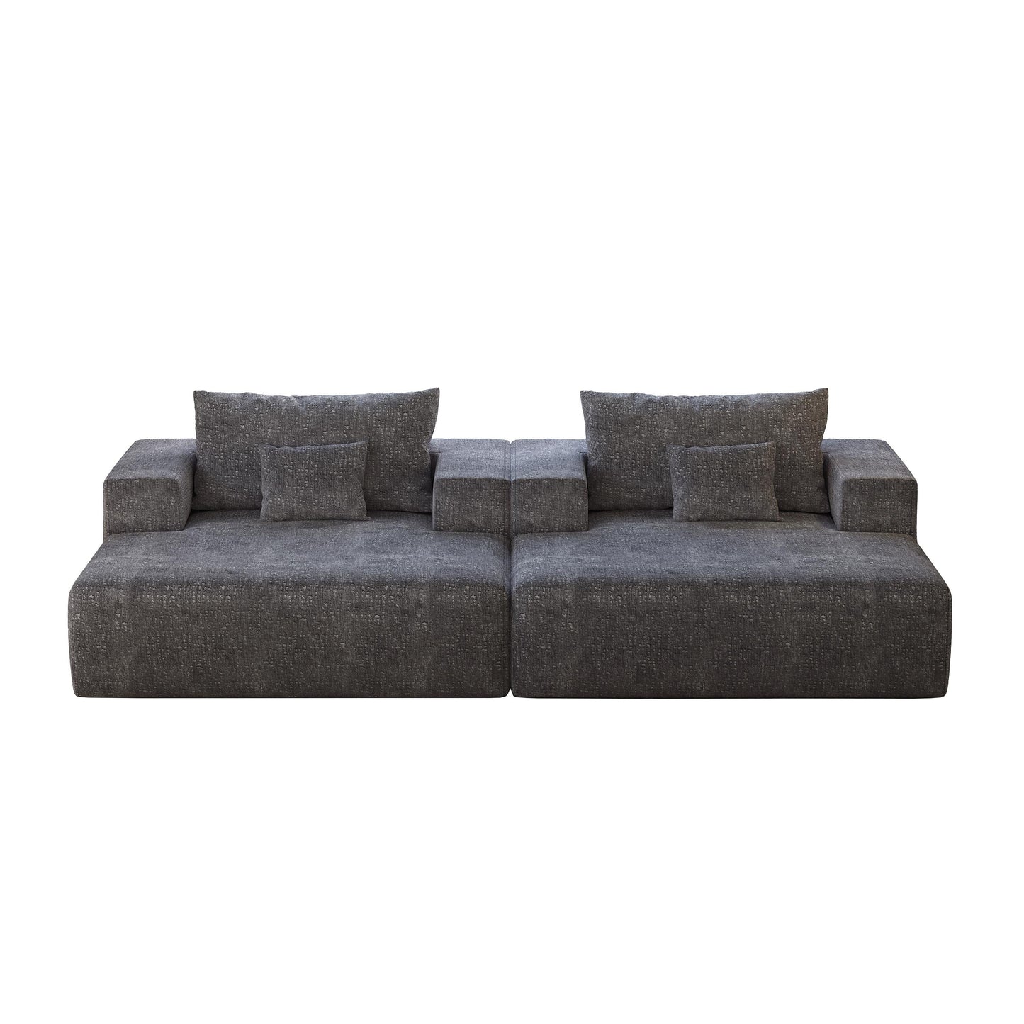 Grey Chenille Single Sleeper Chair Sofa with Backrest Pillow