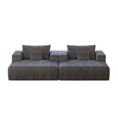Grey Chenille Single Sleeper Chair Sofa with Backrest Pillow