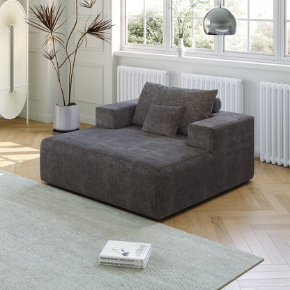 Grey Chenille Single Sleeper Chair Sofa with Backrest Pillow
