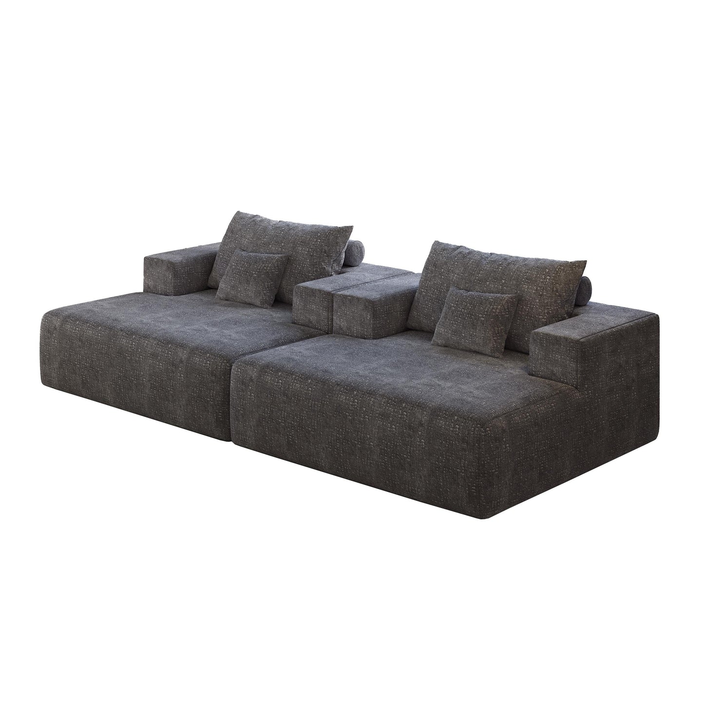 Grey Chenille Single Sleeper Chair Sofa with Backrest Pillow