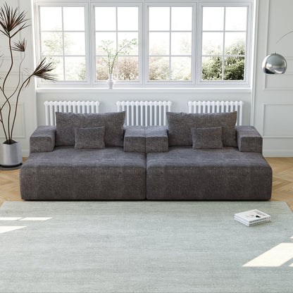 Grey Chenille Single Sleeper Chair Sofa with Backrest Pillow