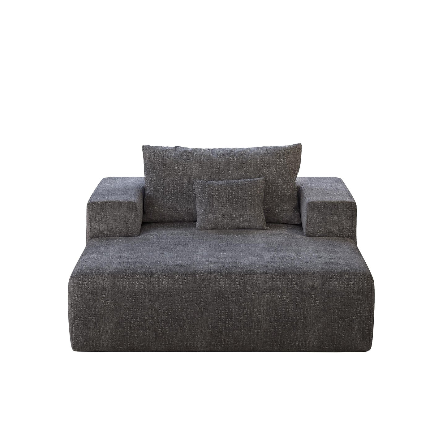 Grey Chenille Single Sleeper Chair Sofa with Backrest Pillow