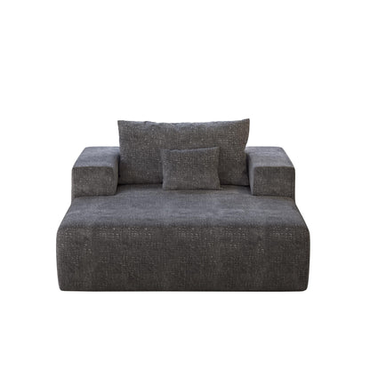 Grey Chenille Single Sleeper Chair Sofa with Backrest Pillow
