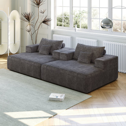 Grey Chenille Single Sleeper Chair Sofa with Backrest Pillow