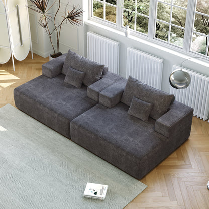 Grey Chenille Single Sleeper Chair Sofa with Backrest Pillow