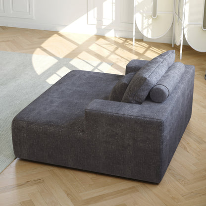 Grey Chenille Single Sleeper Chair Sofa with Backrest Pillow