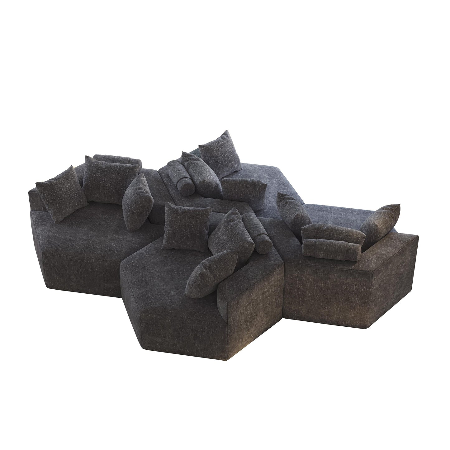 Grey Chenille Single Sleeper Sofa with Backrest Pillow