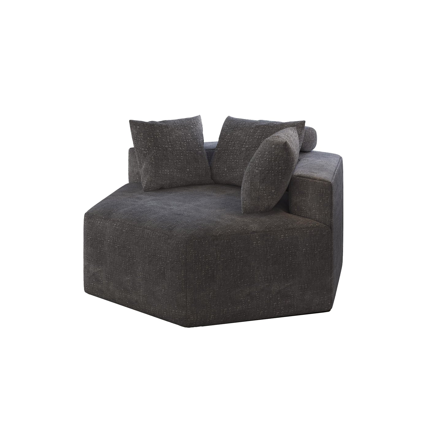 Grey Chenille Single Sleeper Sofa with Backrest Pillow