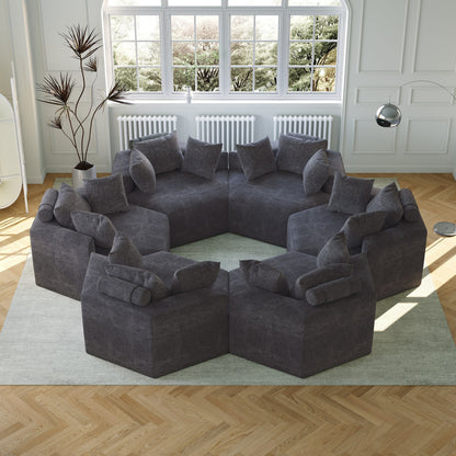 Grey Chenille Single Sleeper Sofa with Backrest Pillow
