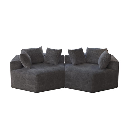 Grey Chenille Single Sleeper Sofa with Backrest Pillow