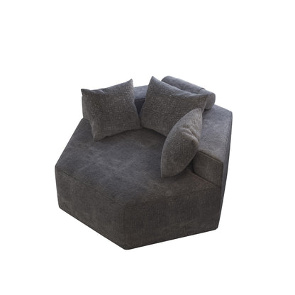 Grey Chenille Single Sleeper Sofa with Backrest Pillow