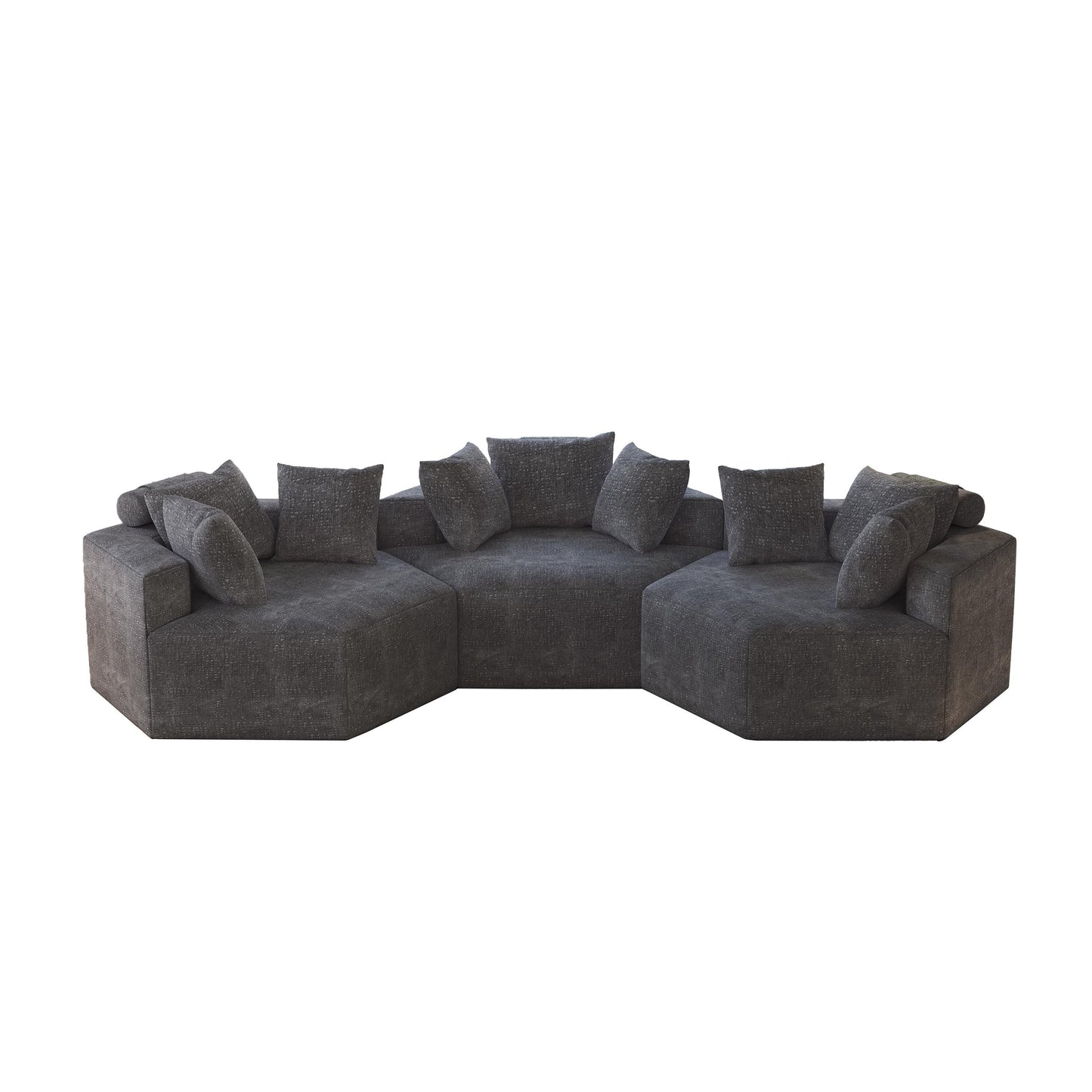 Grey Chenille Single Sleeper Sofa with Backrest Pillow