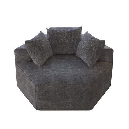 Grey Chenille Single Sleeper Sofa with Backrest Pillow