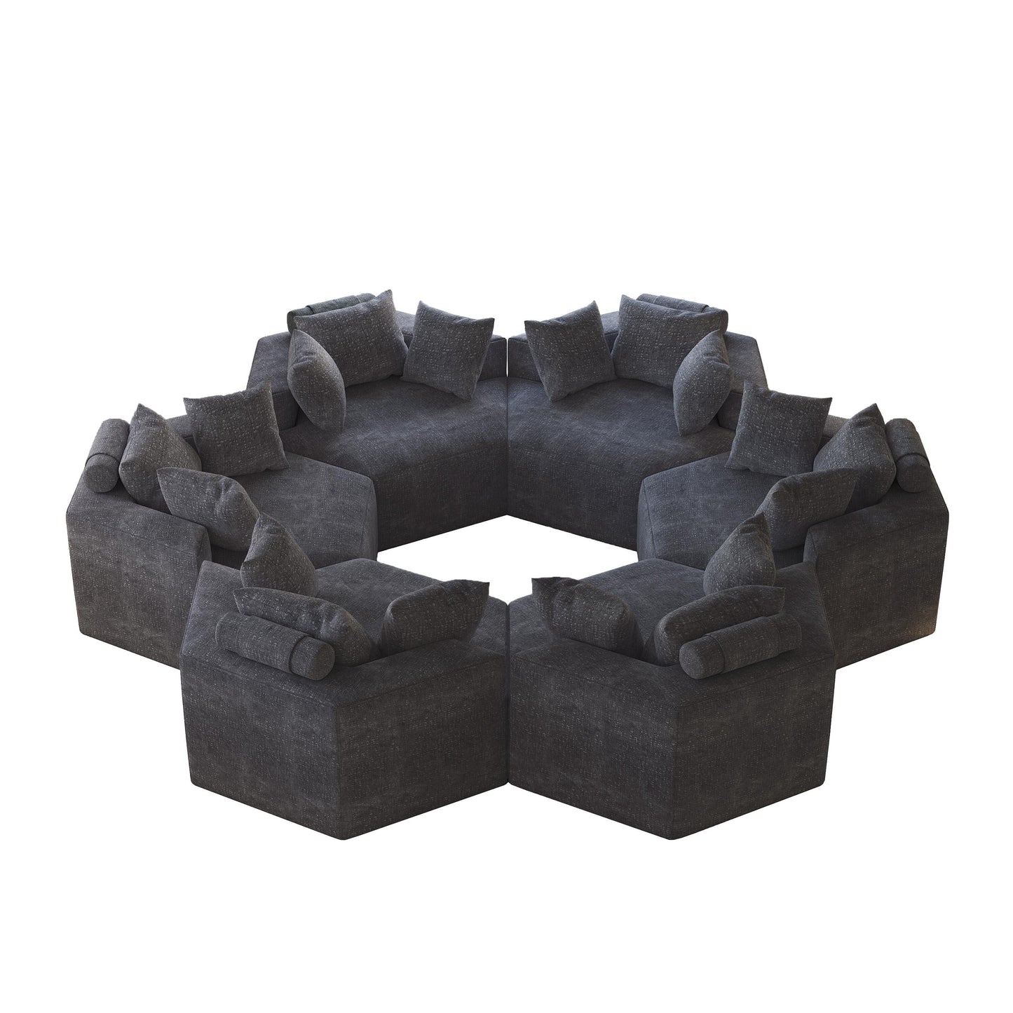 Grey Chenille Single Sleeper Sofa with Backrest Pillow