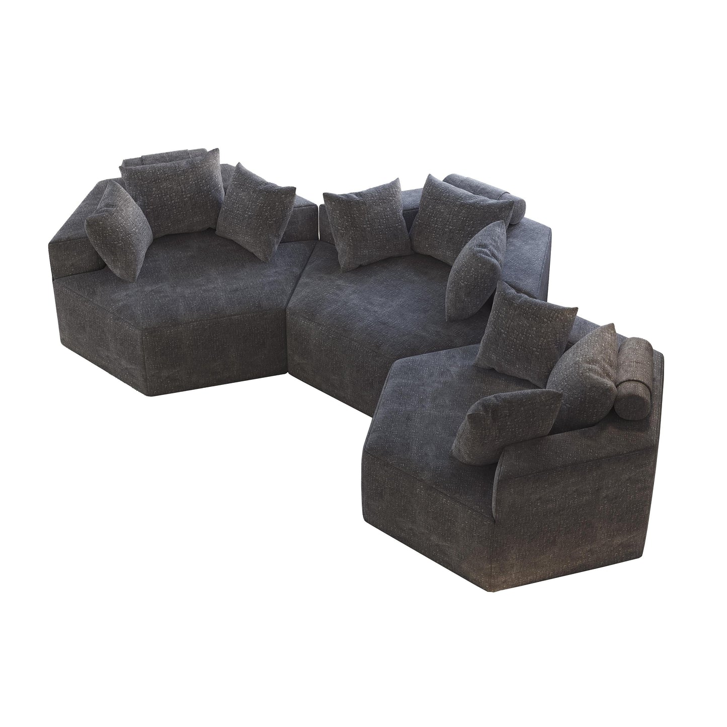 Grey Chenille Single Sleeper Sofa with Backrest Pillow