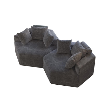 Grey Chenille Single Sleeper Sofa with Backrest Pillow