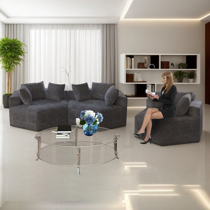 Grey Chenille Single Sleeper Sofa with Backrest Pillow