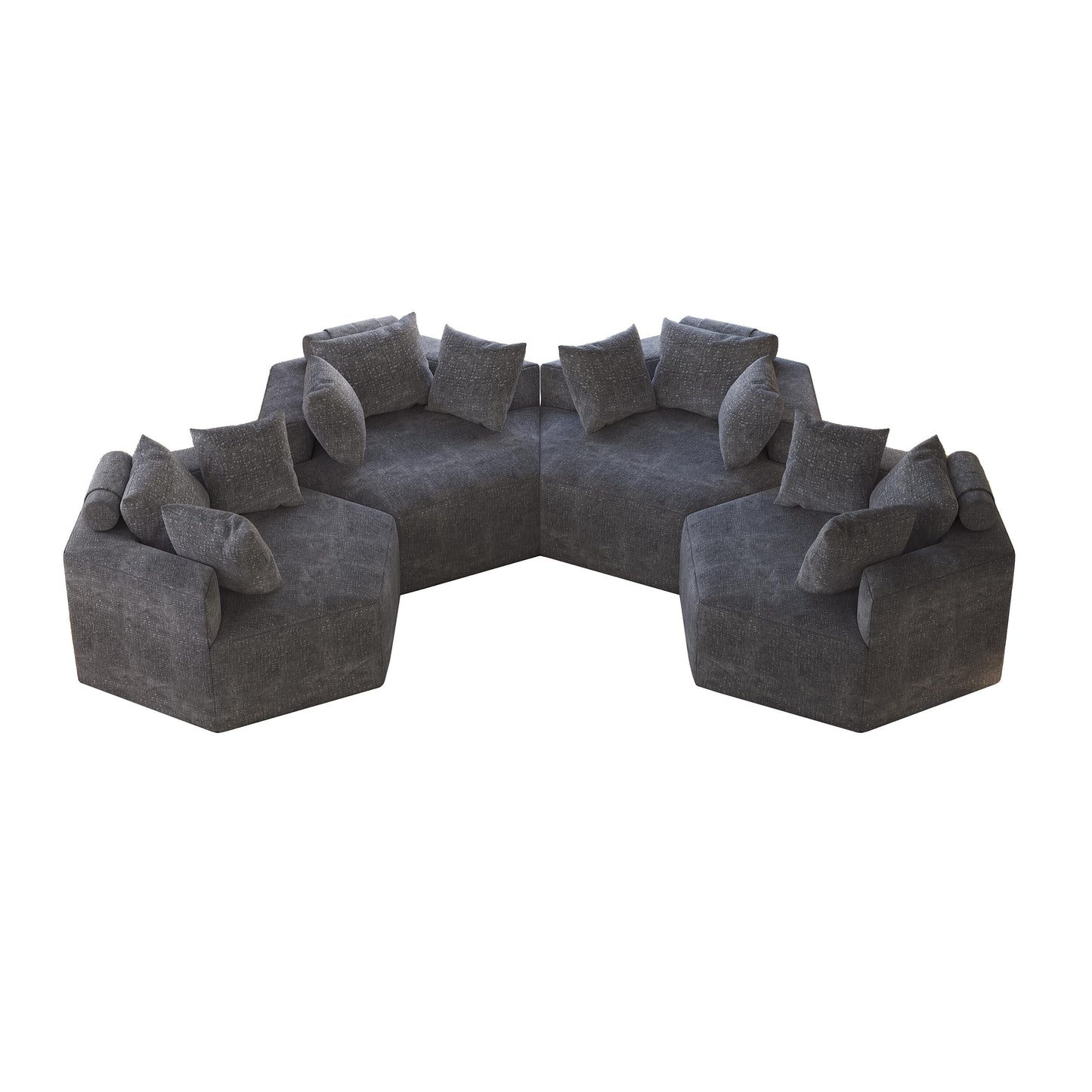 Grey Chenille Single Sleeper Sofa with Backrest Pillow