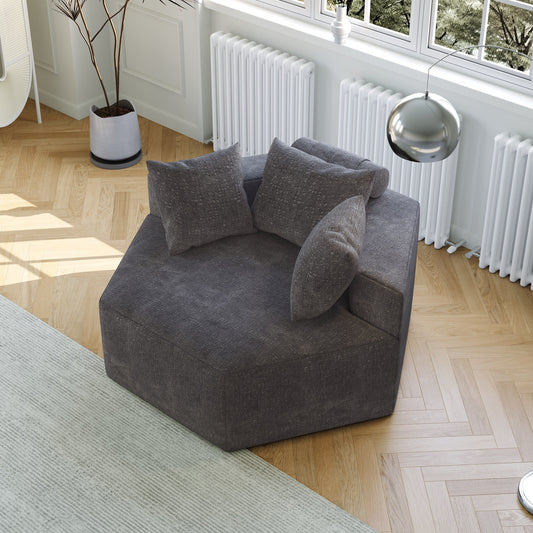Grey Chenille Single Sleeper Sofa with Backrest Pillow