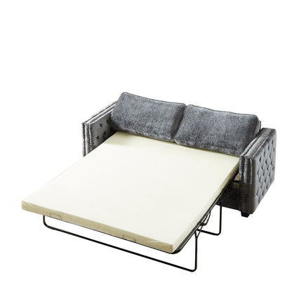 Grey Chenille Sleeper Sofa with Memory Foam Mattress