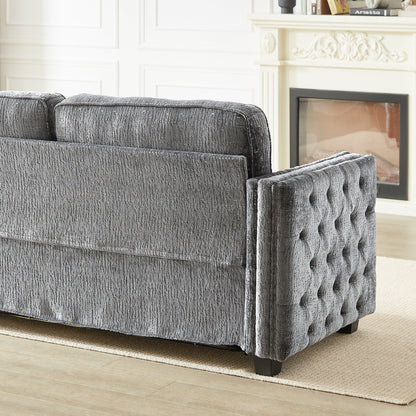 Grey Chenille Sleeper Sofa with Memory Foam Mattress