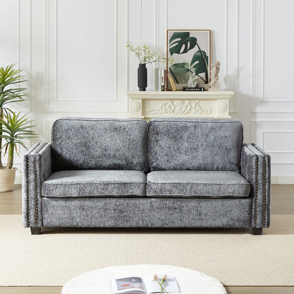 Grey Chenille Sleeper Sofa with Memory Foam Mattress
