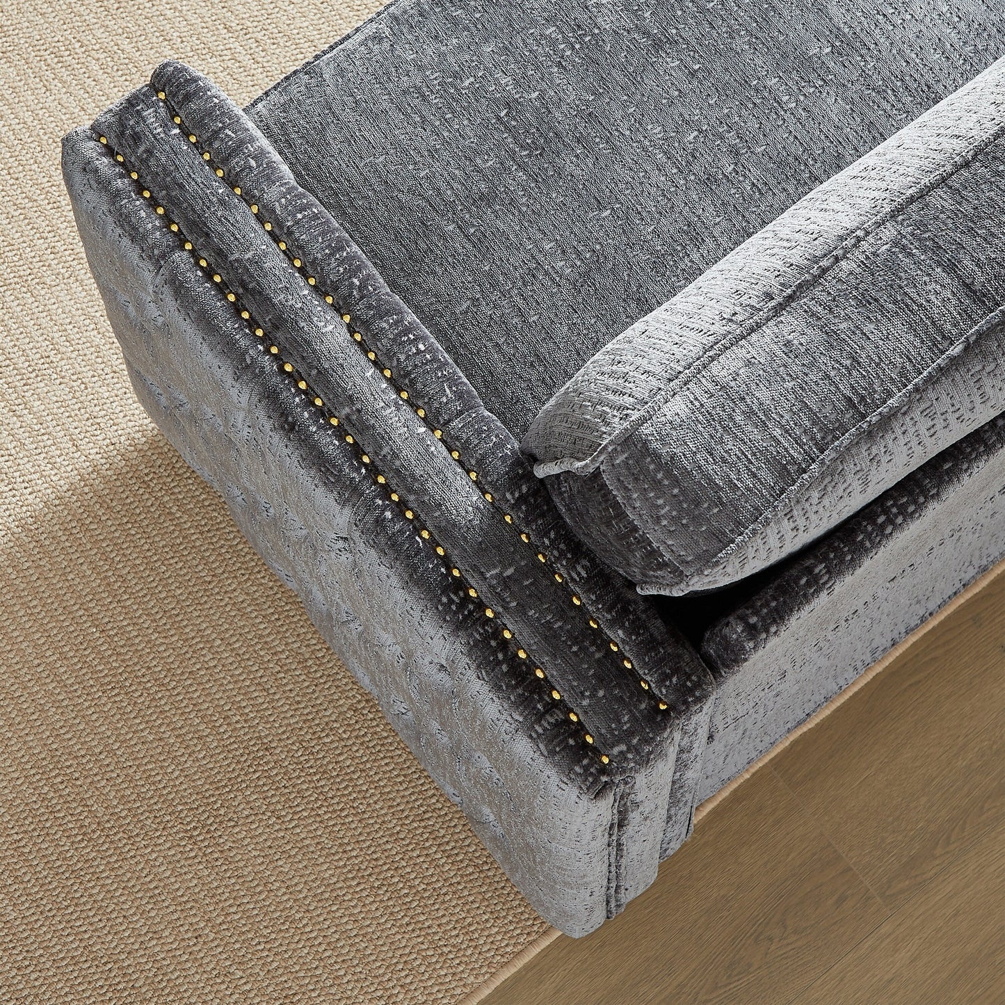 Grey Chenille Sleeper Sofa with Memory Foam Mattress